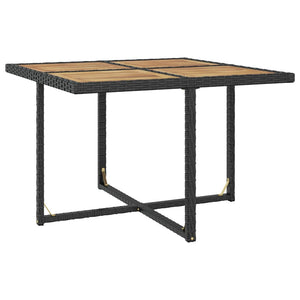 9-teilige Garten Essgruppe Poly Rattan Akazie Schwarz