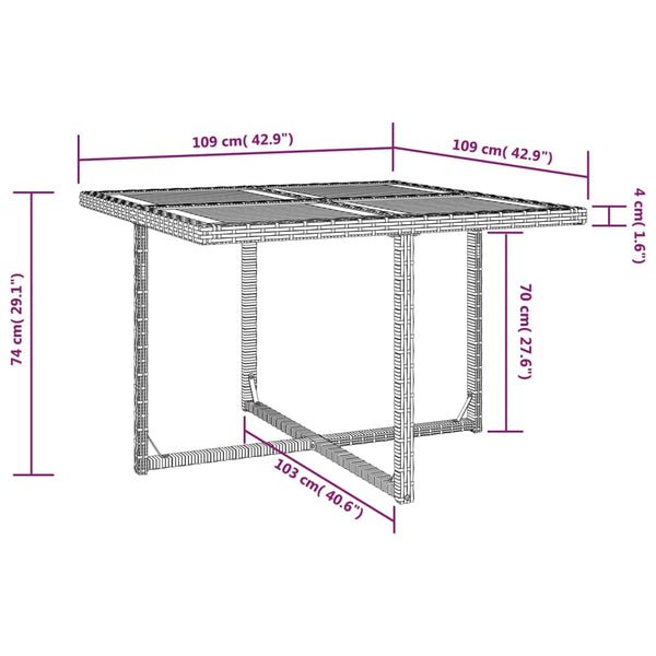 9-teilige Garten Essgruppe Poly Rattan Akazie Schwarz