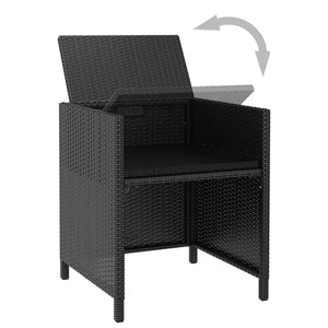 11-tlg. Garten Essgruppe Poly Rattan Schwarz