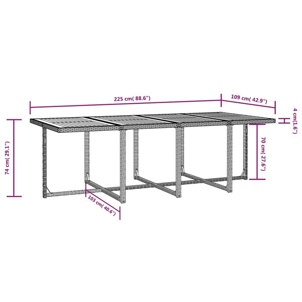 13-teilige Garten Essgruppe Poly Rattan Schwarz