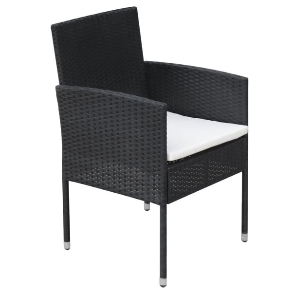 9-tlg. Garten-Essgruppe mit Kissen Poly Rattan Schwarz