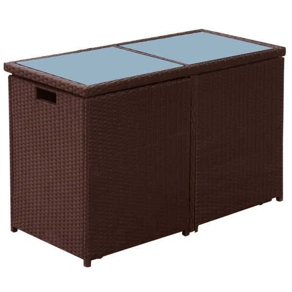 3-tlg. Bistro-Set Braun Poly Rattan mit Kissen