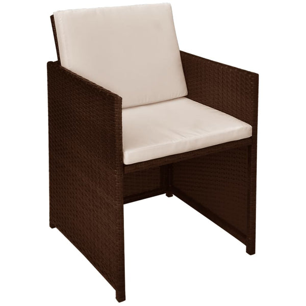 3-tlg. Bistro-Set Braun Poly Rattan mit Kissen