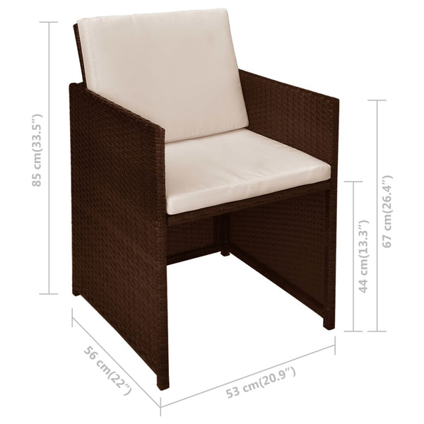3-tlg. Bistro-Set Braun Poly Rattan mit Kissen