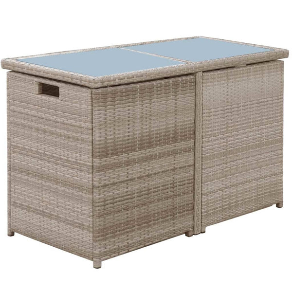 3-tlg. Rattan Bistro Set Beige mit Auflagen
