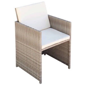 3-tlg. Rattan Bistro Set Beige mit Auflagen