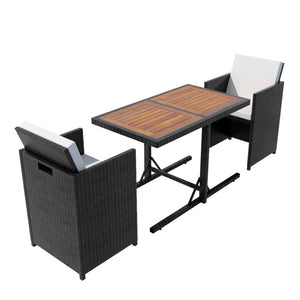 3-tlg. Bistro Set Poly Rattan Schwarz