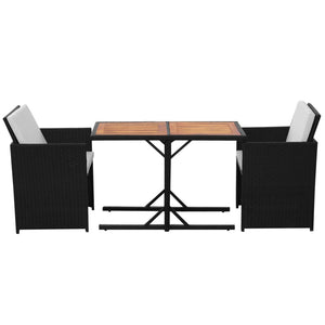3-tlg. Bistro Set Poly Rattan Schwarz