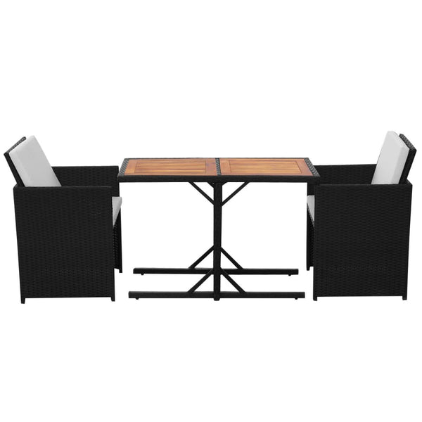 3-tlg. Bistro Set Poly Rattan Schwarz