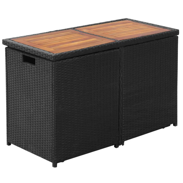 3-tlg. Bistro Set Poly Rattan Schwarz