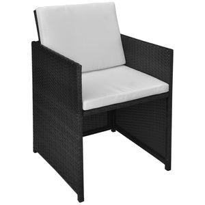 3-tlg. Bistro Set Poly Rattan Schwarz