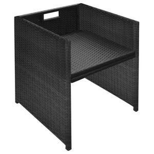 3-tlg. Bistro Set Poly Rattan Schwarz