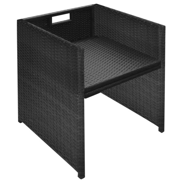 3-tlg. Bistro Set Poly Rattan Schwarz