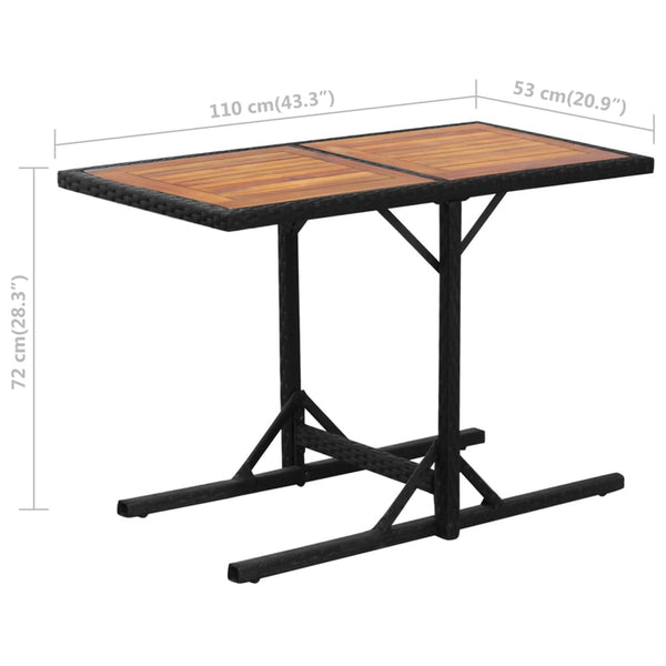 3-tlg. Bistro Set Poly Rattan Schwarz