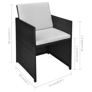 3-tlg. Bistro Set Poly Rattan Schwarz