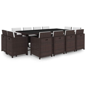 13-teilige Garten Essgruppe Poly Rattan Braun