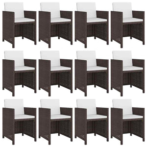 13-teilige Garten Essgruppe Poly Rattan Braun