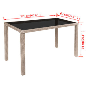 5-teilige Garten Essgruppe Poly Rattan Beige