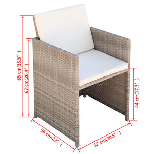 5-teilige Garten Essgruppe Poly Rattan Beige