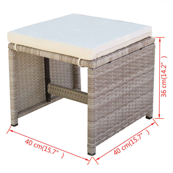 5-teilige Garten Essgruppe Poly Rattan Beige