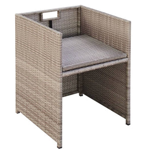 9-teilige Garten Essgruppe Beige Poly Rattan