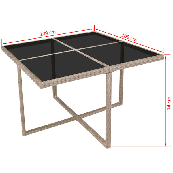 9-teilige Garten Essgruppe Beige Poly Rattan