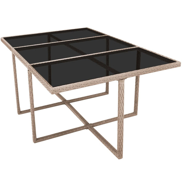 11-teilige Garten Essgruppe Beige Poly Rattan