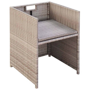 11-teilige Garten Essgruppe Beige Poly Rattan