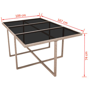 11-teilige Garten Essgruppe Beige Poly Rattan
