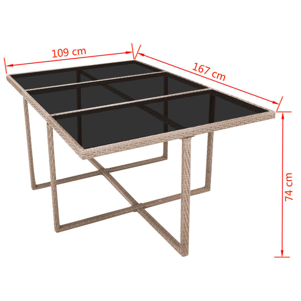 11-teilige Garten Essgruppe Beige Poly Rattan