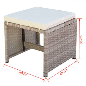 11-teilige Garten Essgruppe Beige Poly Rattan