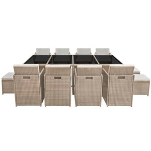 13-tlg. Poly Rattan Garten Essgruppe Beige