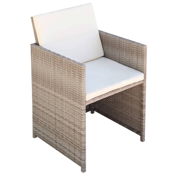 13-tlg. Poly Rattan Garten Essgruppe Beige