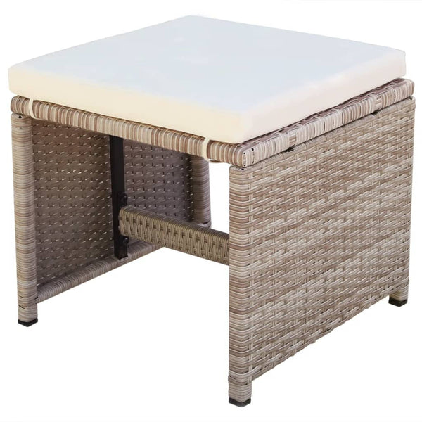 13-tlg. Poly Rattan Garten Essgruppe Beige