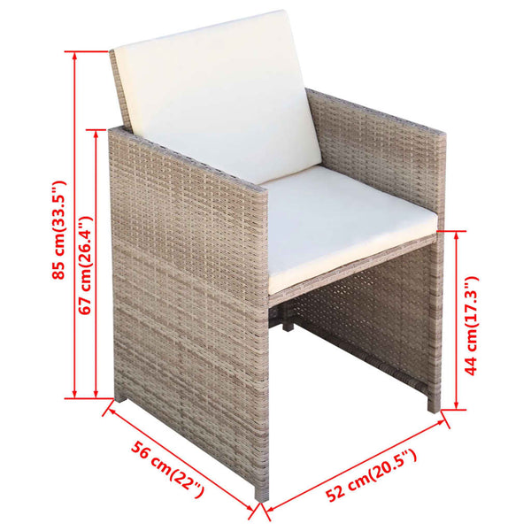13-tlg. Poly Rattan Garten Essgruppe Beige