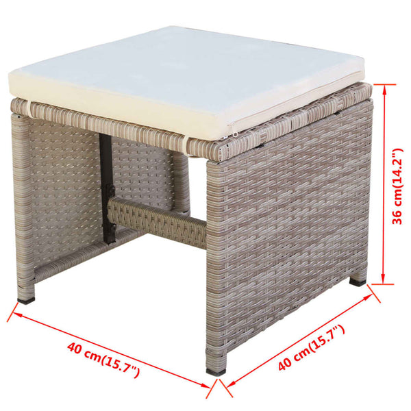 13-tlg. Poly Rattan Garten Essgruppe Beige