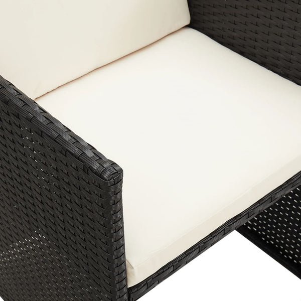 Poly Rattan Gartenstühle mit Polstern, 2er Set
