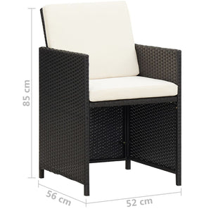 Poly Rattan Gartenstühle mit Polstern, 2er Set