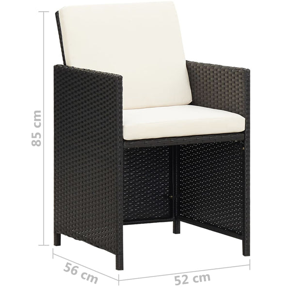 Poly Rattan Gartenstühle mit Polstern, 2er Set