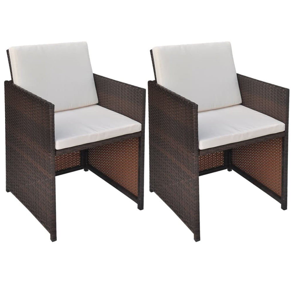 Gartenstühle 2er Set Poly Rattan Braun