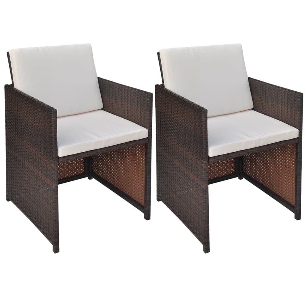 Gartenstühle 2er Set Poly Rattan Braun