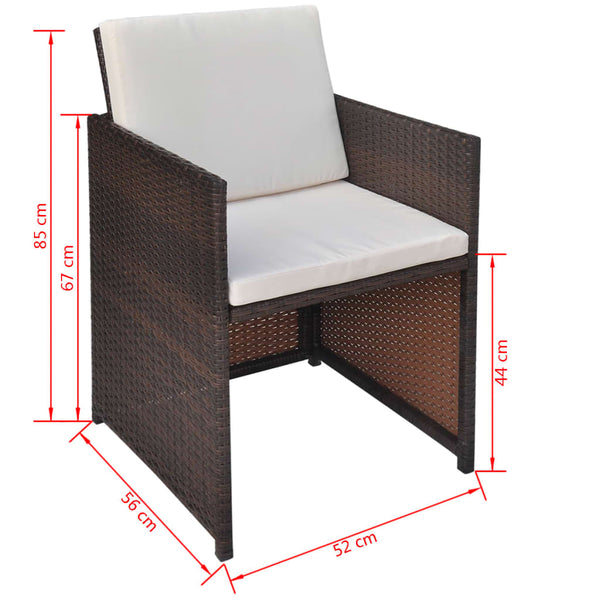 Gartenstühle 2er Set Poly Rattan Braun