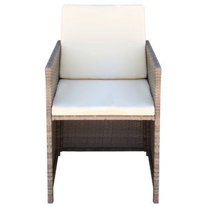Gartenstühle 2er Set Poly Rattan Beige mit Polstern
