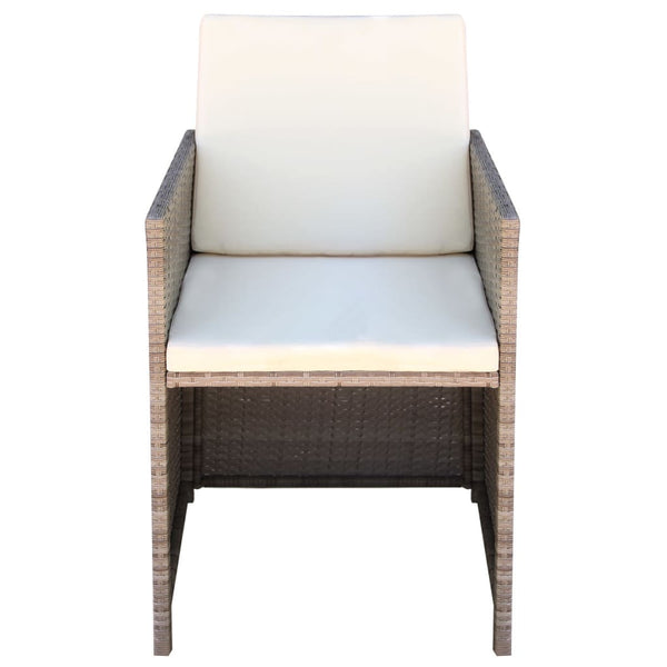 Gartenstühle 2er Set Poly Rattan Beige mit Polstern