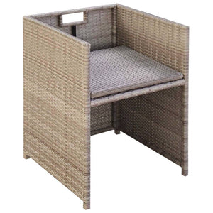 Gartenstühle 2er Set Poly Rattan Beige mit Polstern