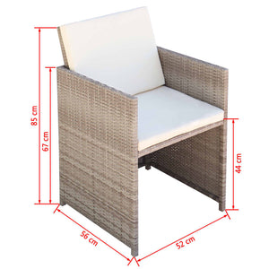 Gartenstühle 2er Set Poly Rattan Beige mit Polstern