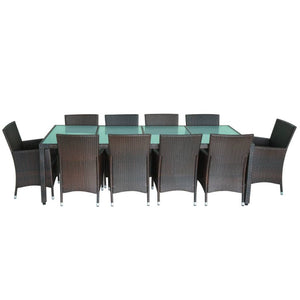 11-teilige Garten Essgruppe Poly Rattan Braun