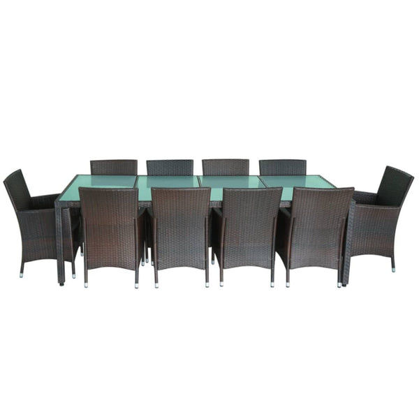 11-teilige Garten Essgruppe Poly Rattan Braun