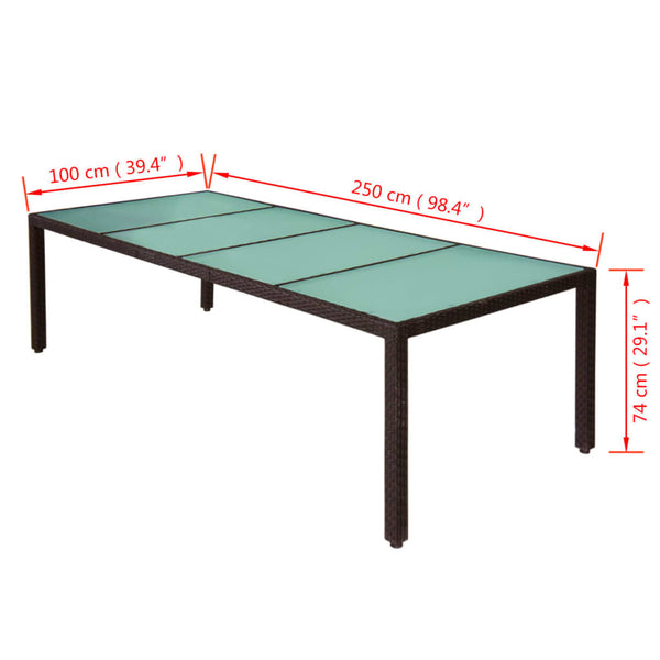 11-teilige Garten Essgruppe Poly Rattan Braun