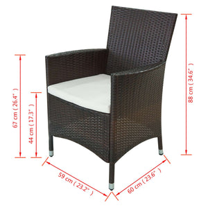 11-teilige Garten Essgruppe Poly Rattan Braun
